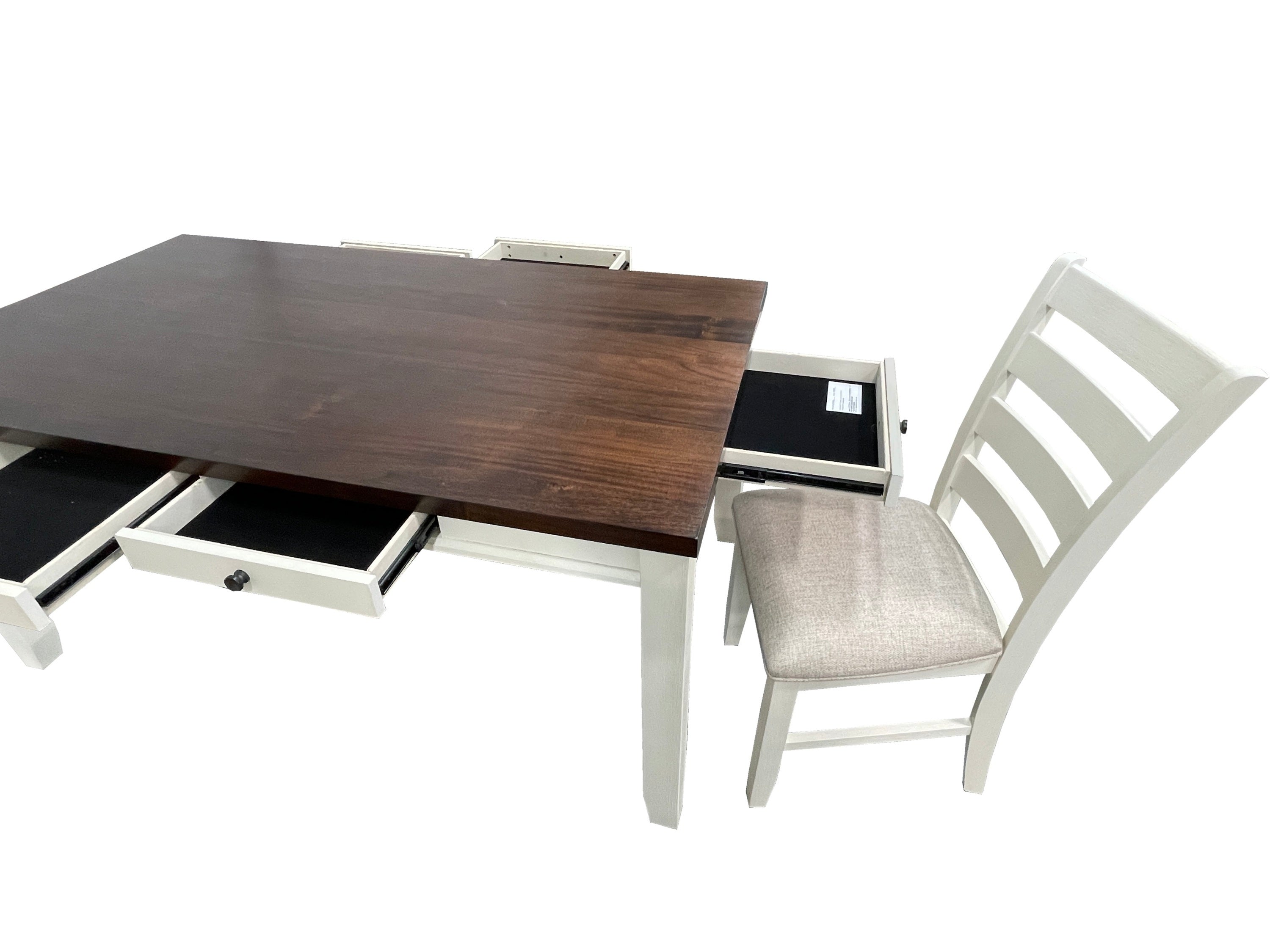 White Classic Dining Chairs Set Rubberwood Beige (Set of 2)