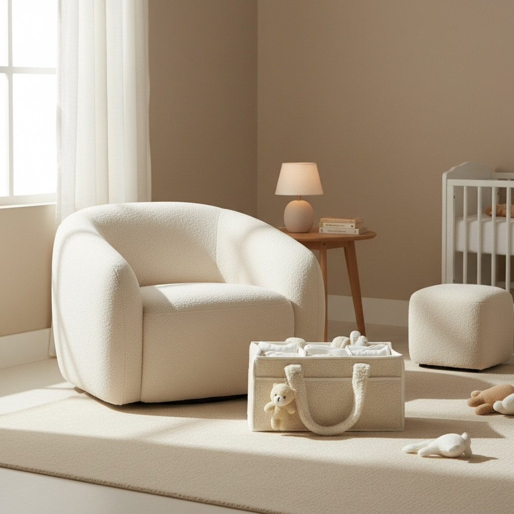 Cozy Plush Organizer with Bear Diaper Stackers & Caddies Newborn Baby Items Diaper Bags Organizer Cream