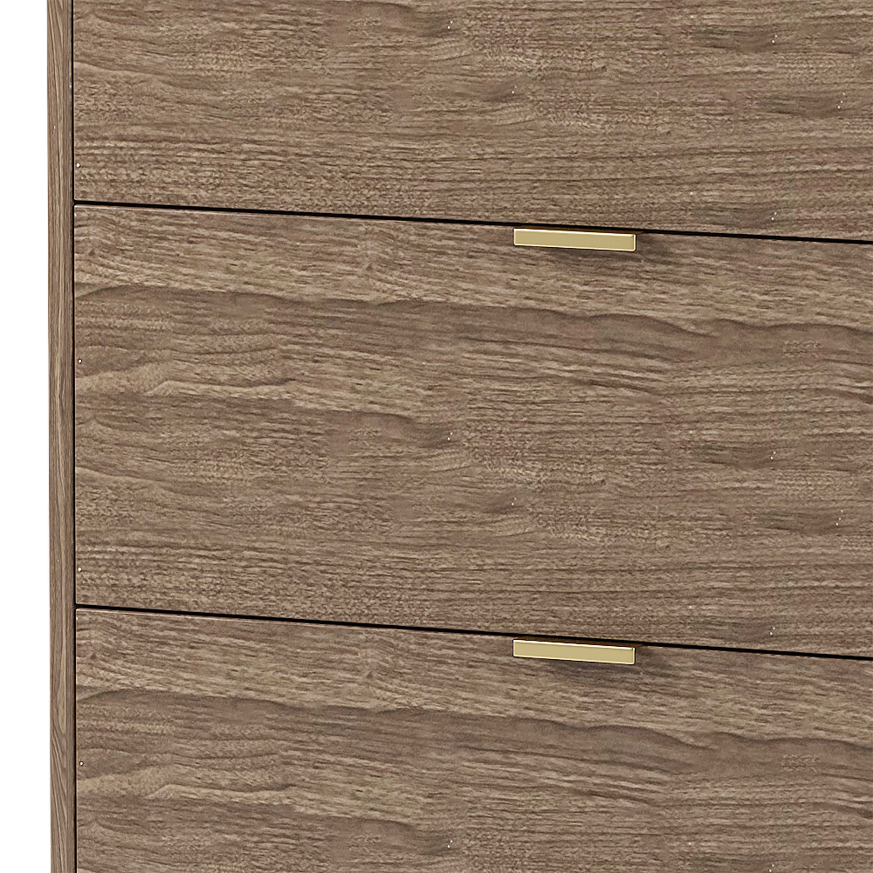 55" Long 6 Drawer Dresser with Marbling Worktop, Mordern Storage Cabinet with Metal Leg and Handle - Walnut