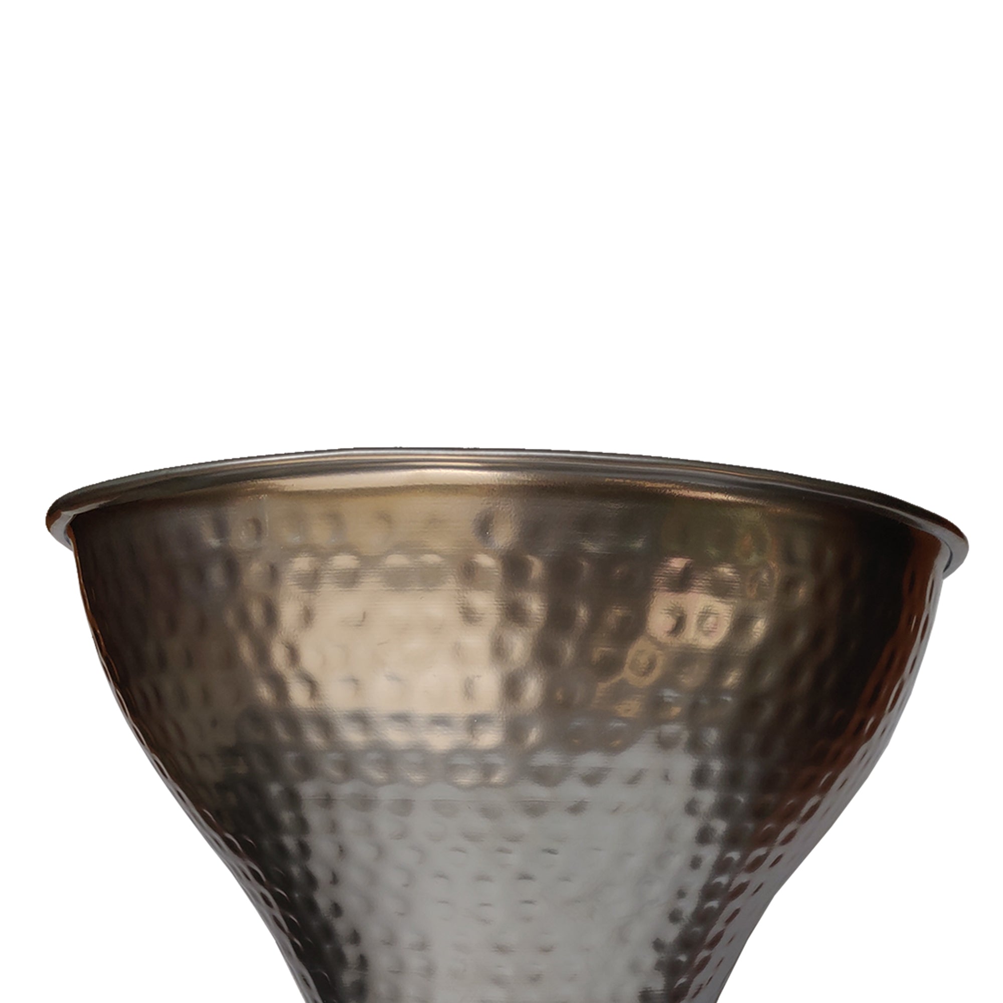Industrial Style Hammered Texture Iron Stool with Hourglass Shaped Body - Silver
