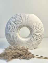 Minimalist Contemporary White Ceramic Vase 14 Inch