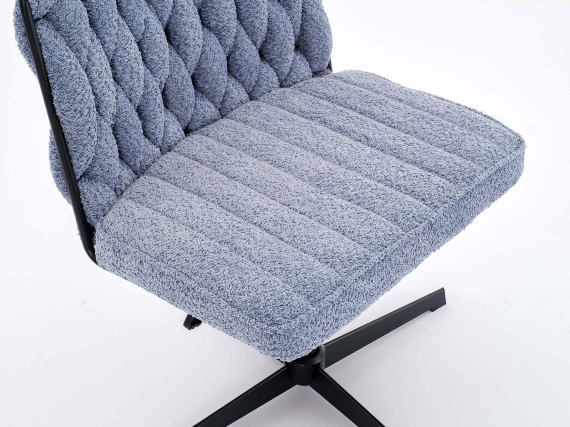 Armless Office Desk Chair No Wheels, Blue