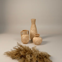 Set of 3 vases ceramic handmade and textured  terracotta color