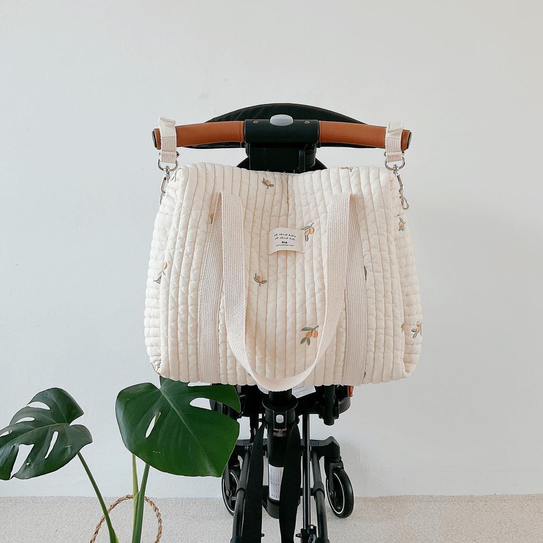 Zipper Embroidered Cotton Mummy Bag Baby Stroller Pouch