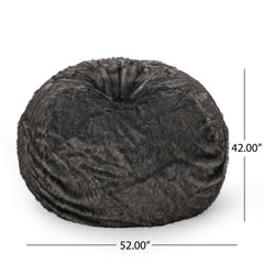 Modern Glam 5 Foot Short Faux Fur Bean Bag - Black and White