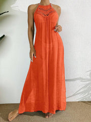 Swim Women Summer Holiday Hollow Out Dress With Halter Neck