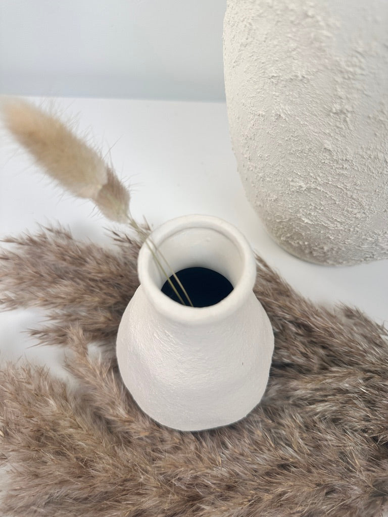 Set of 3 minimalist vases - hand painted and textured - off white