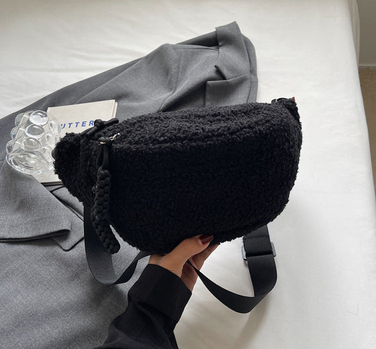 Cozy Sherpa Plush Crossbody Bag Large Capacity