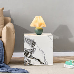 Modern Cube Design Side Table - White