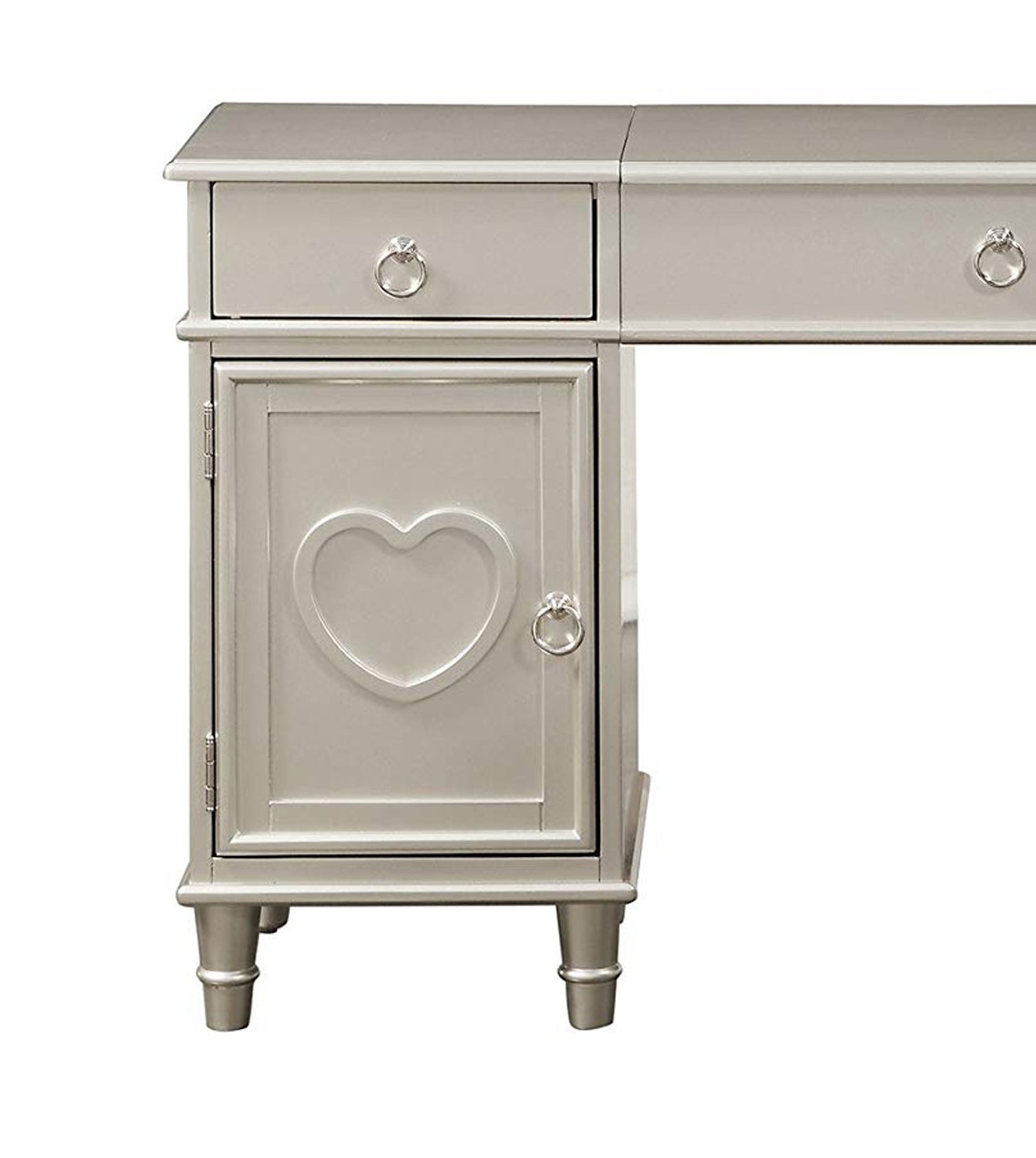 Vanity Set Featuring Stool And Mirror Silver