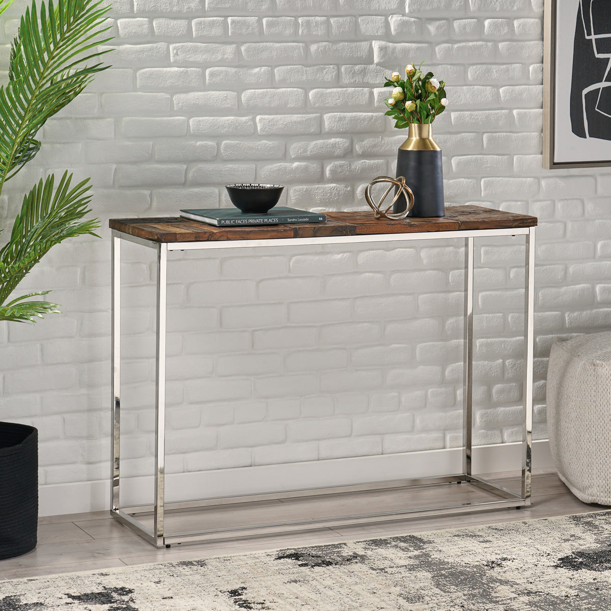 Natural Wood Color Handcrafted Console