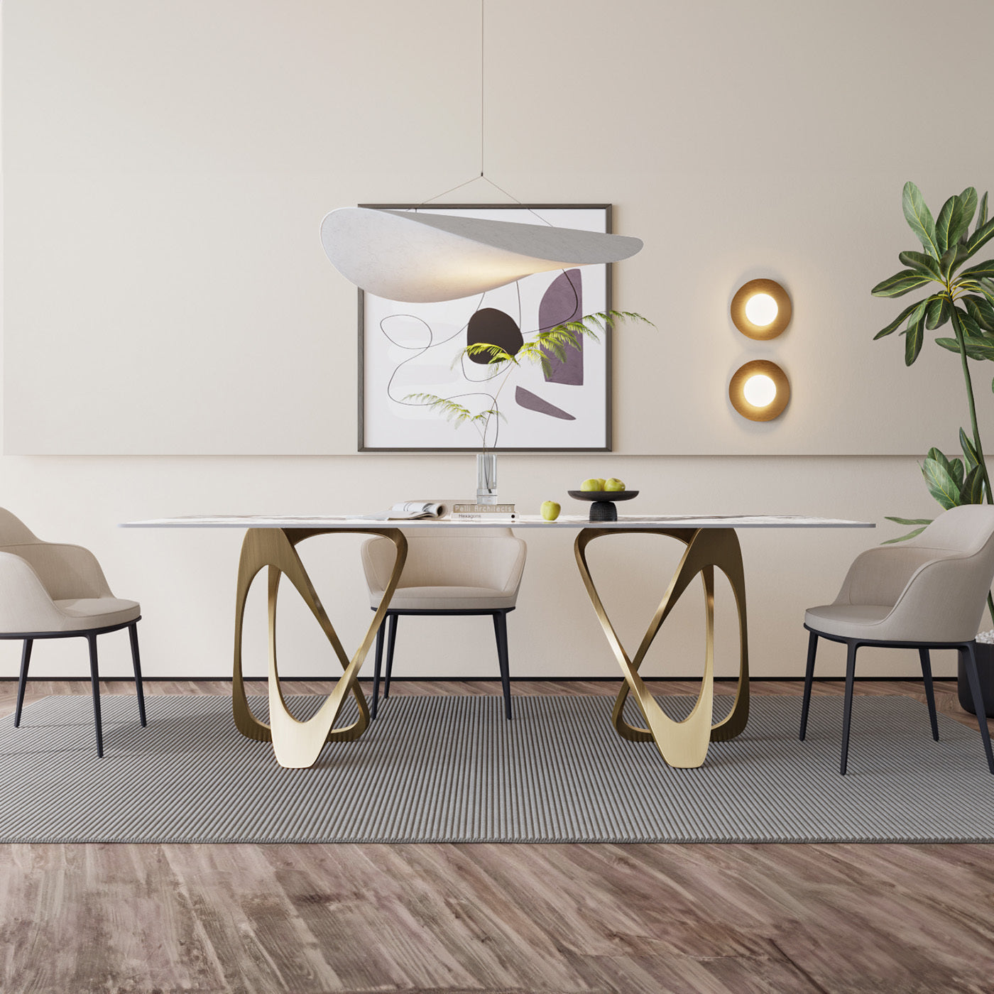 Modern Brilliant Sintered Stone Dining Table 63x35.4x29.5inch