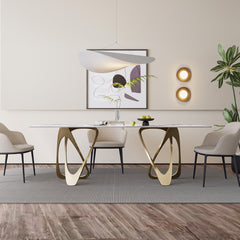 Modern Brilliant Sintered Stone Dining Table 63x35.4x29.5inch