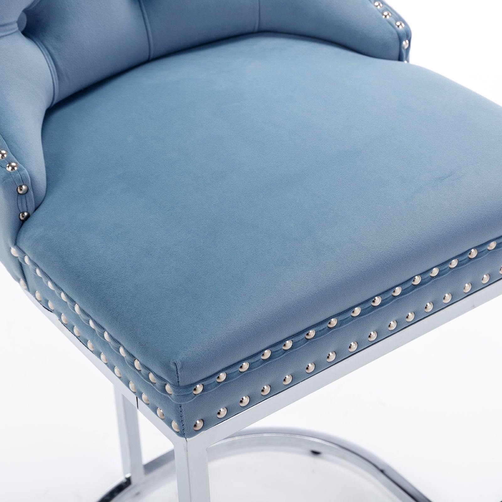 Modern Velvet Barstools  26" Counter Height Bar Stools (Set of 2) - Light Blue