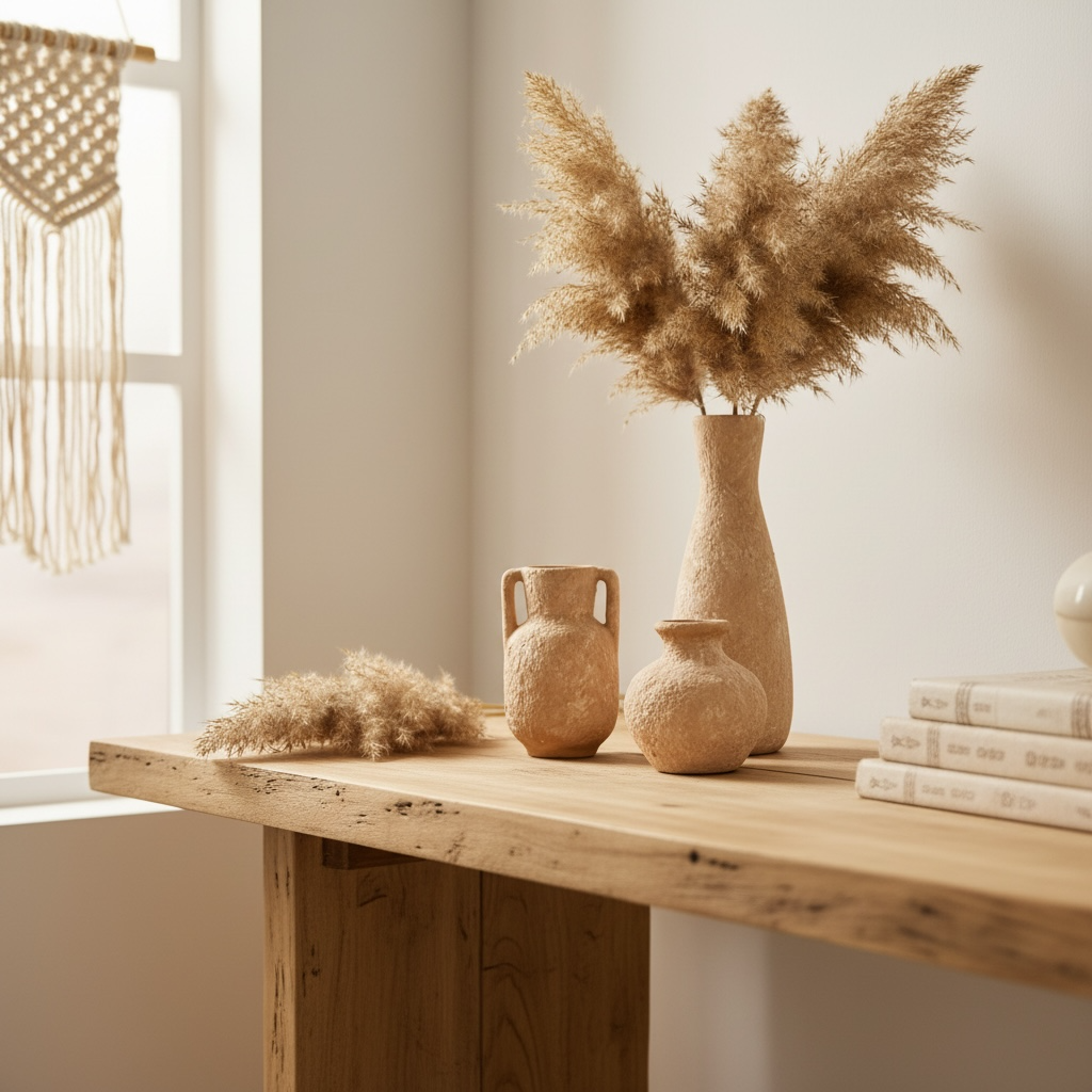 Set of 3 vases ceramic handmade and textured  terracotta color