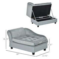 PawHut Luxury Fancy Dog Bed for Small Dogs with Hidden Storage, Gray