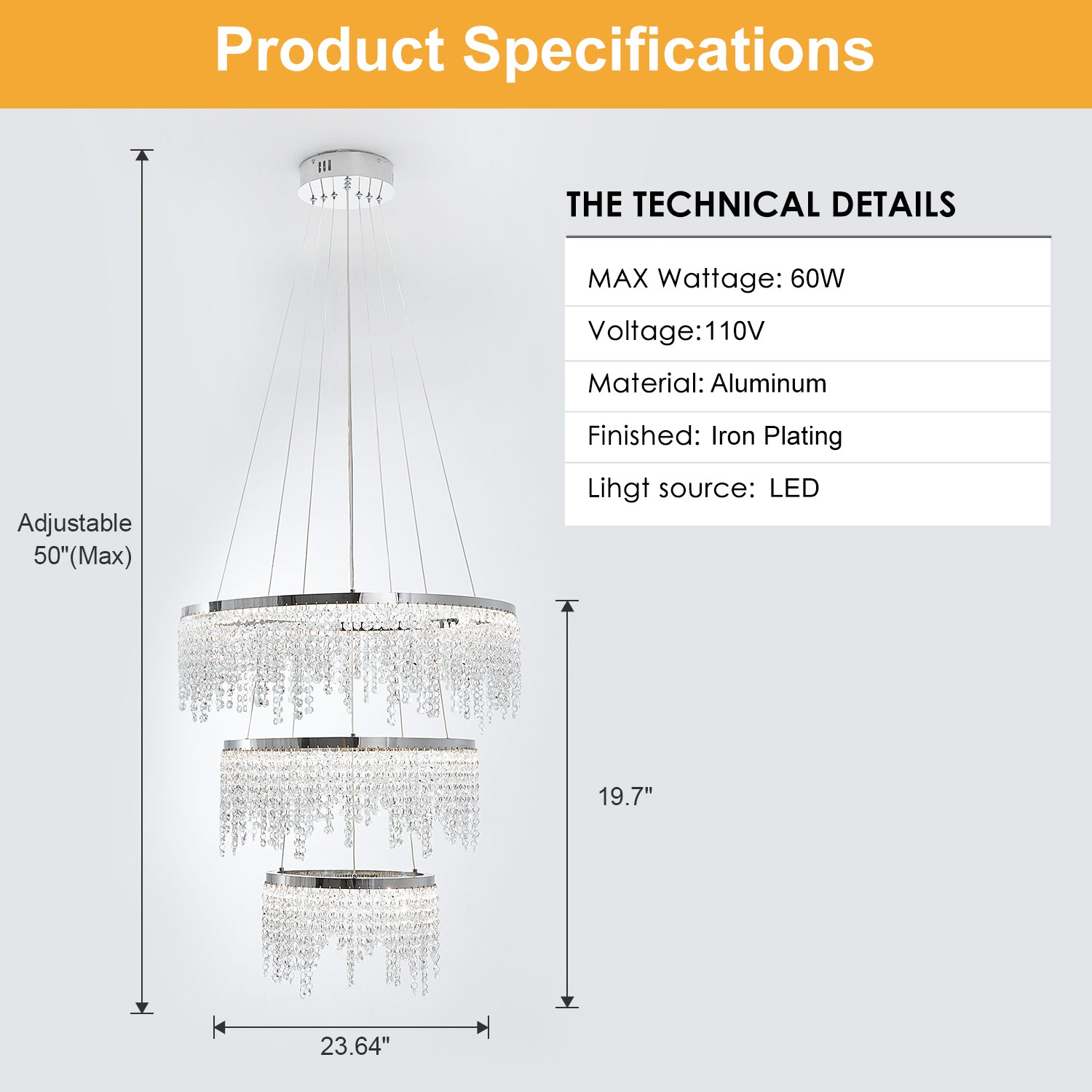 Luxury Modern Pendant Light Crystal Chandelier