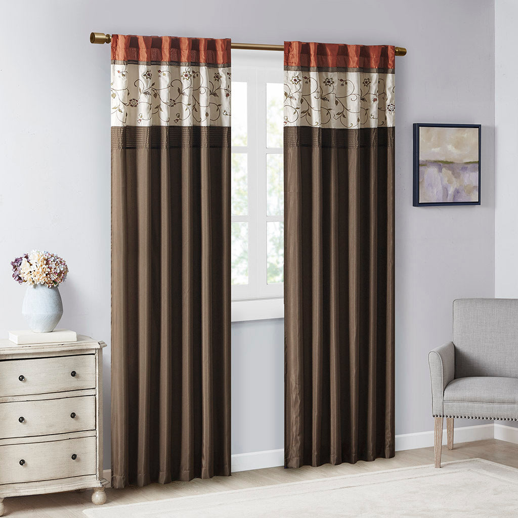 50x84" Embroidered Curtain Panel - Spice