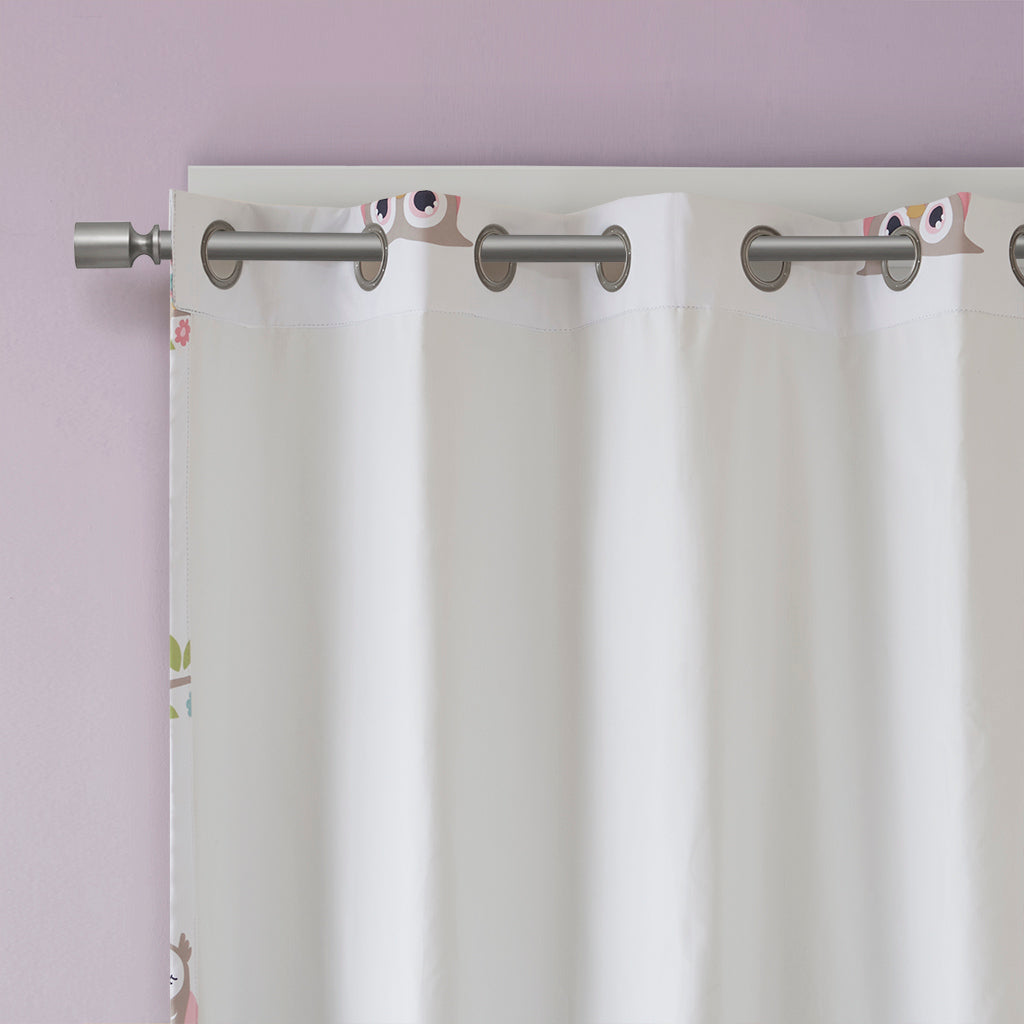50x84" Owl Printed Blackout Curtain Panel - Multicolor