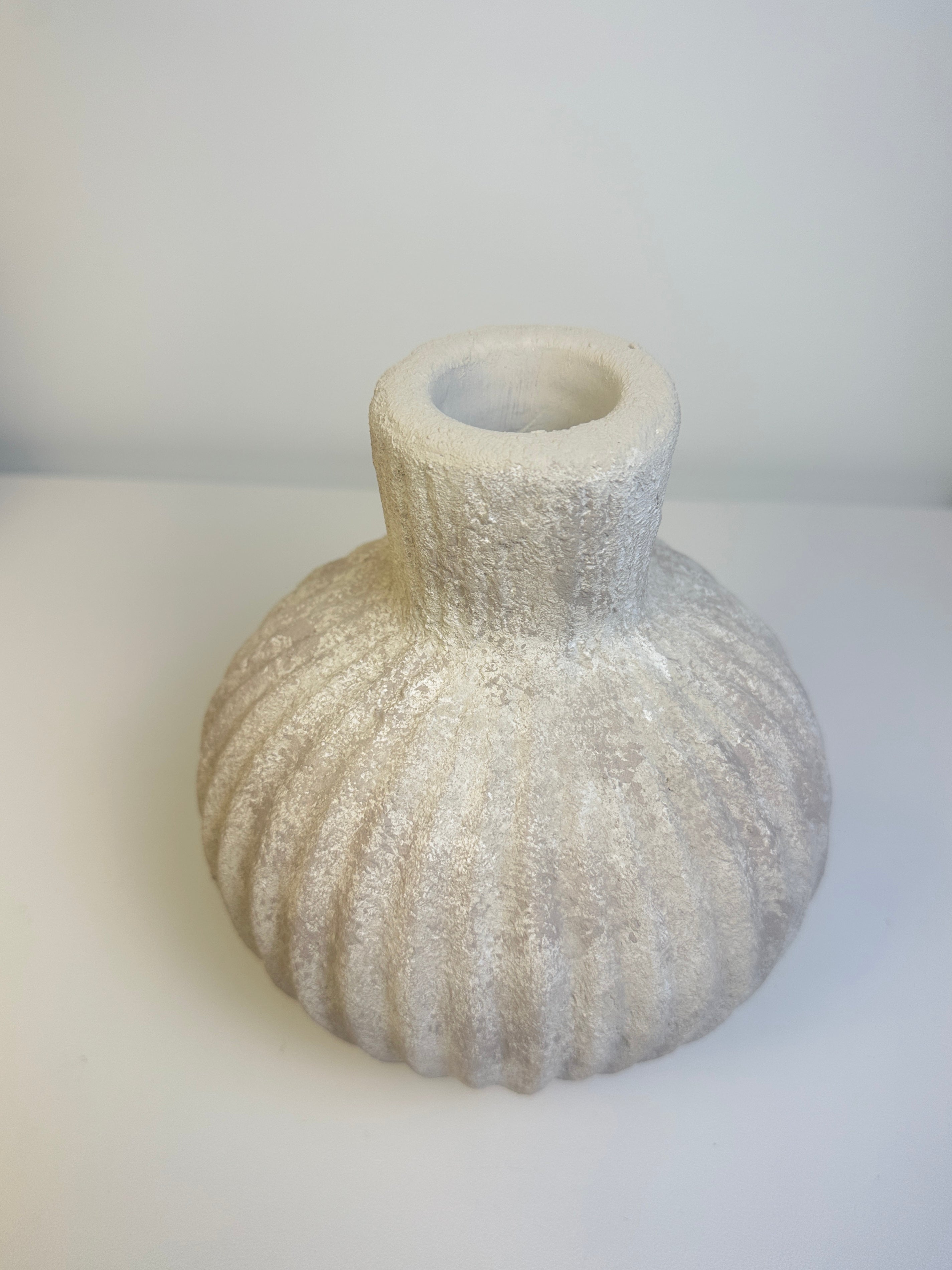 Handmade Decorative Ceramic Vase 8” tall - beige washed