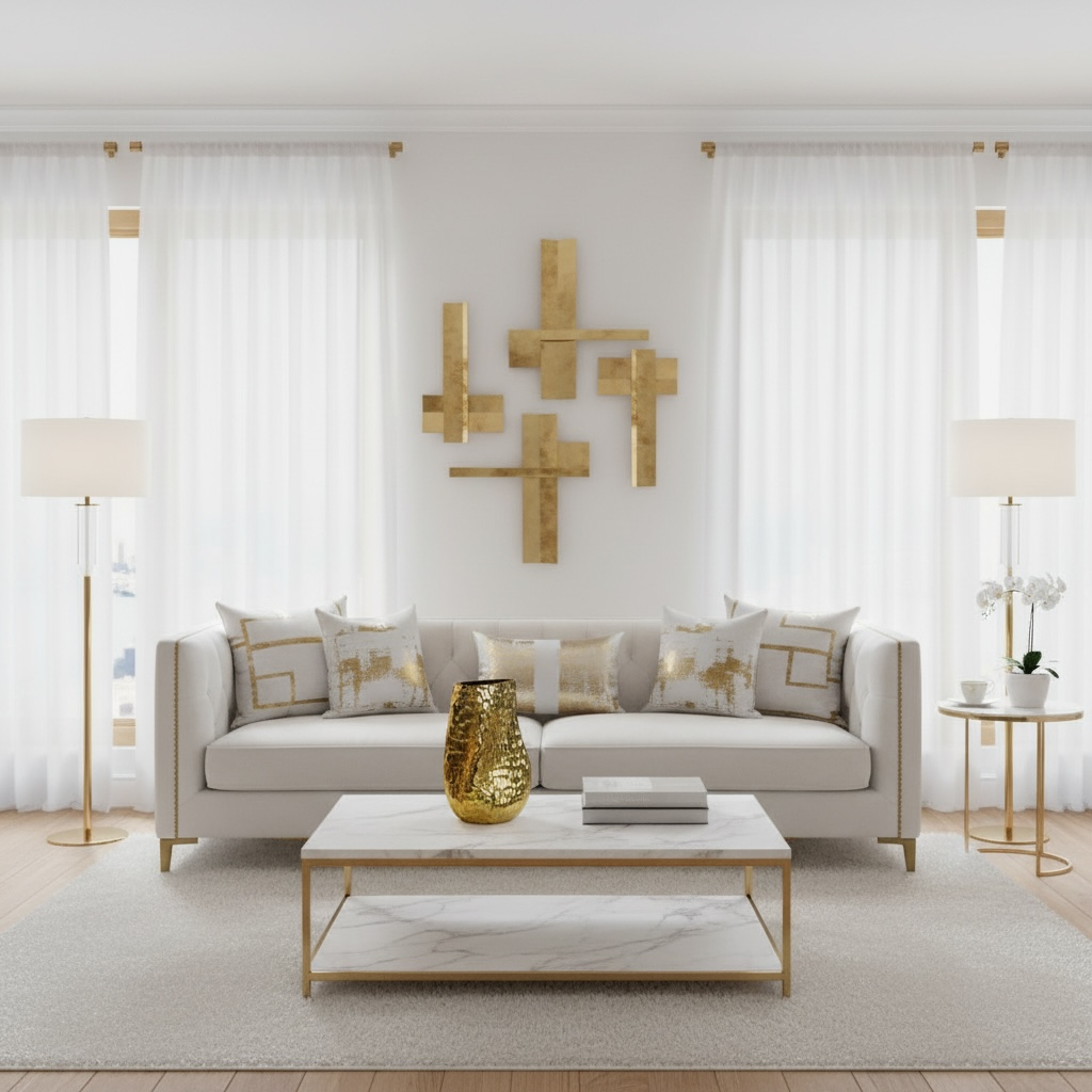 Modern Contemporary Gold Vase Shape 10"