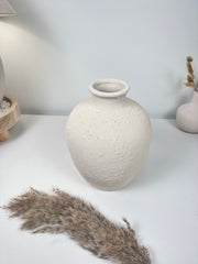 Minimalist Hand-Painted and Textured Ceramic Vase 10” tall