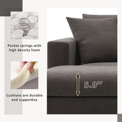 100.4x64.6" Modern Sectional Sofa, L-Shaped Couch Set With 2 Free Pillows, 4-Seat Polyester Fabric Couch Set With Convertible Ottoman - Dark Brown