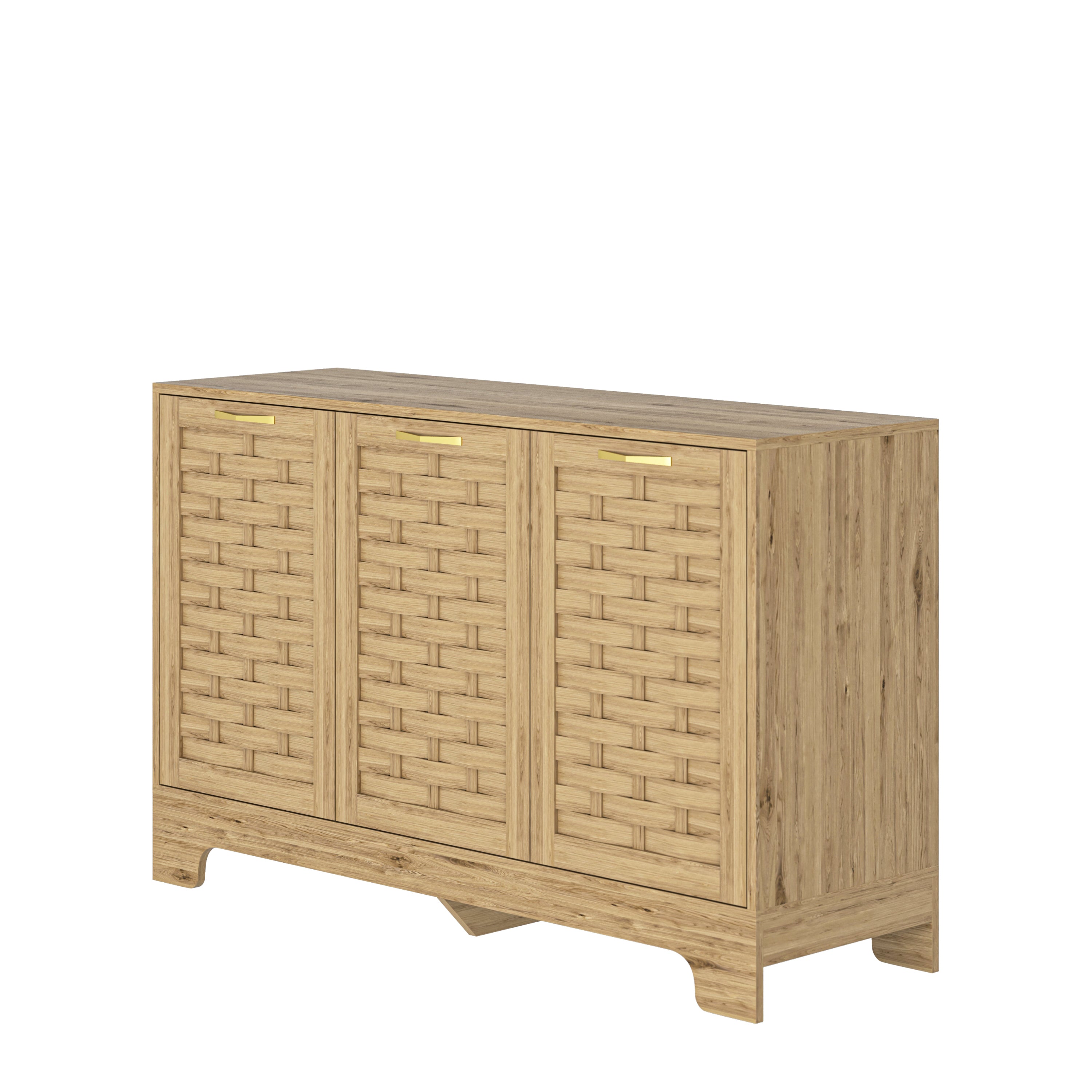 Storage Cabinet with 3 Doors, Wood Sideboard Buffet with Adjustable Shelf, Anti-tip Kit Accent Cabinet
