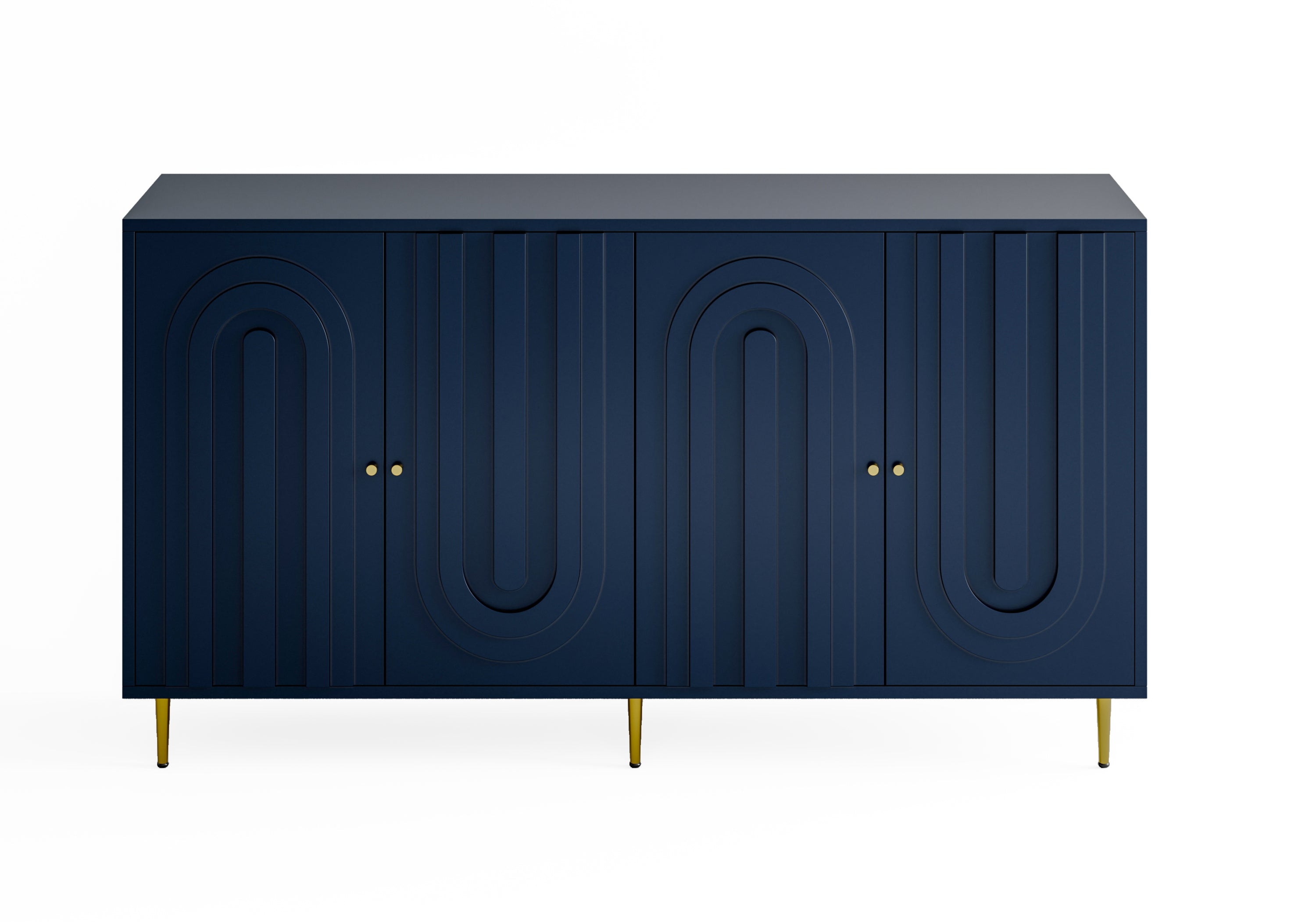Modern Blue Lacquered 4 Door Wooden Cabinet Sideboard Buffet Server