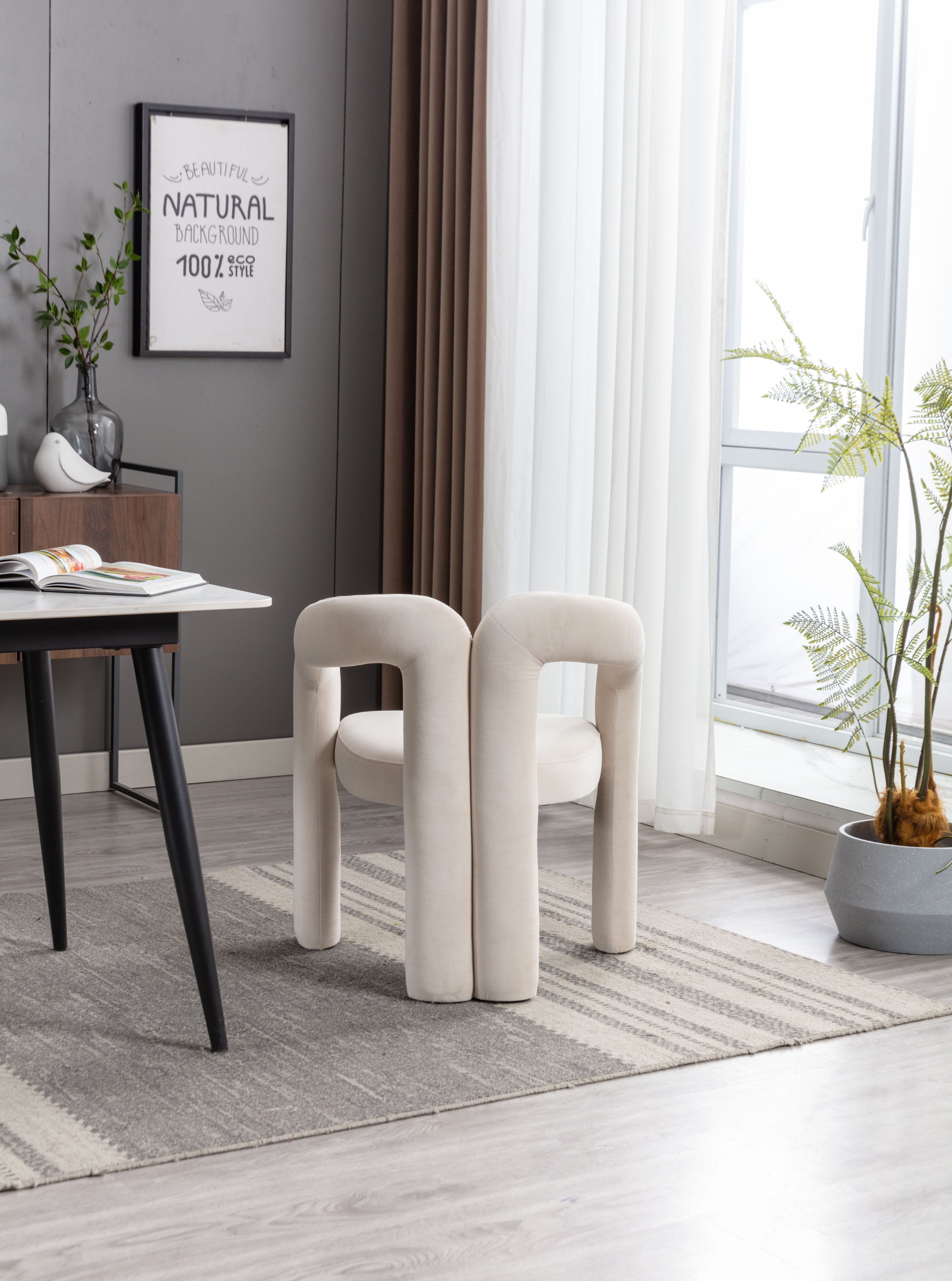 Contemporary Designed  Fabric Upholstered Accent/Dining Chair /Barrel Side Chairs Kitchen Armchair (Set of 2)