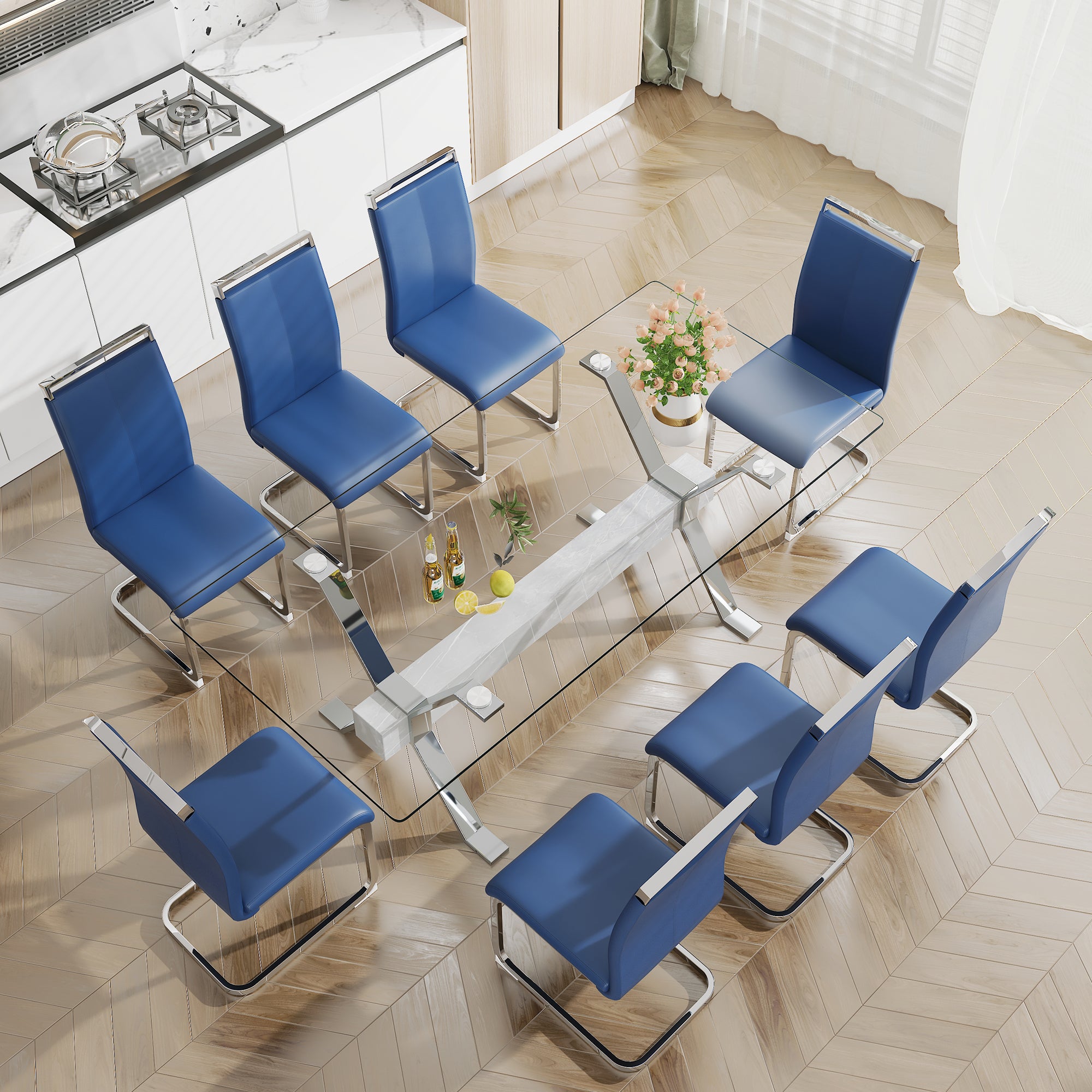 Modern Tempered Glass Dining Table