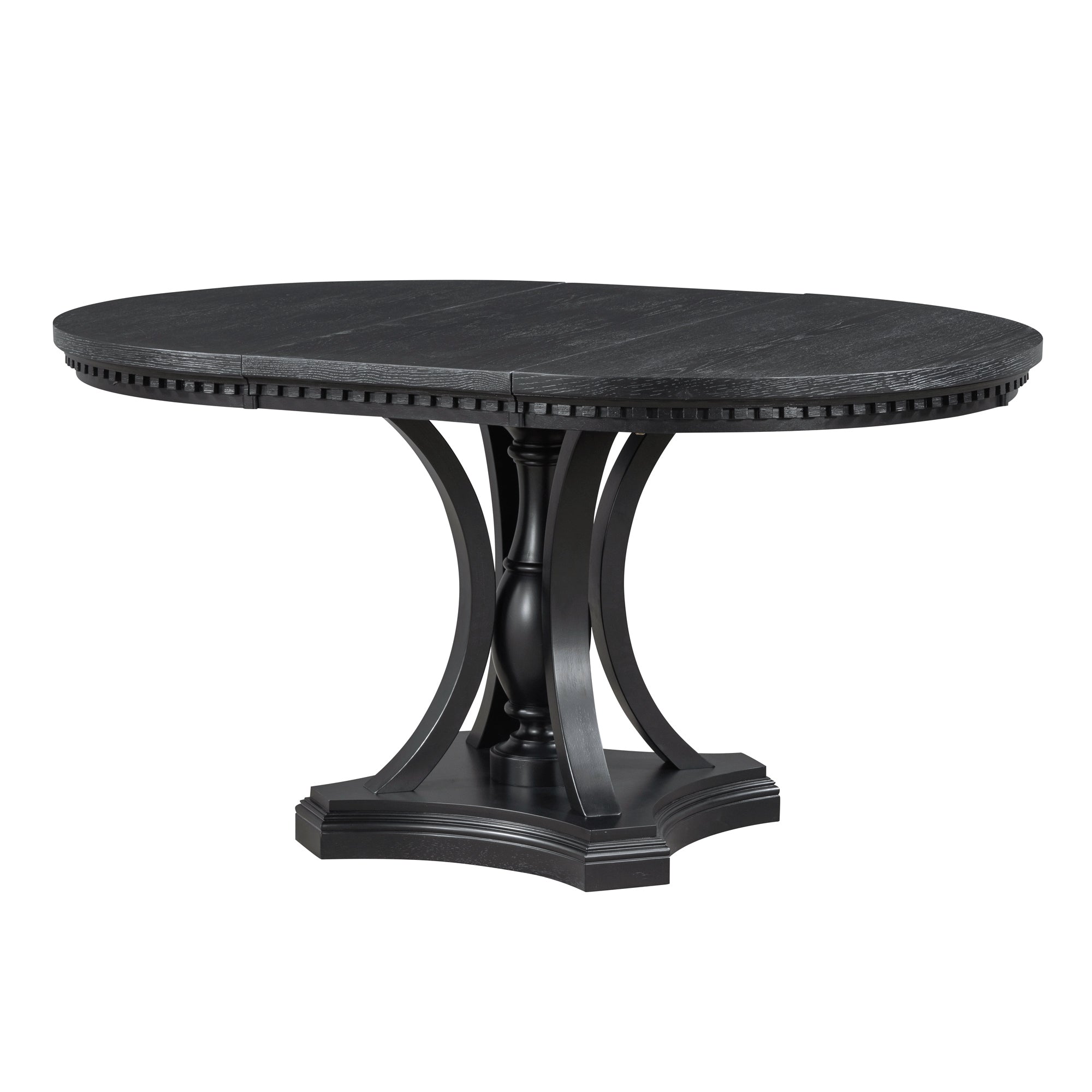 5-piece Dining Set Extendable Round Table and 4 Chairs for Kitchen Dining Room - Black Oak