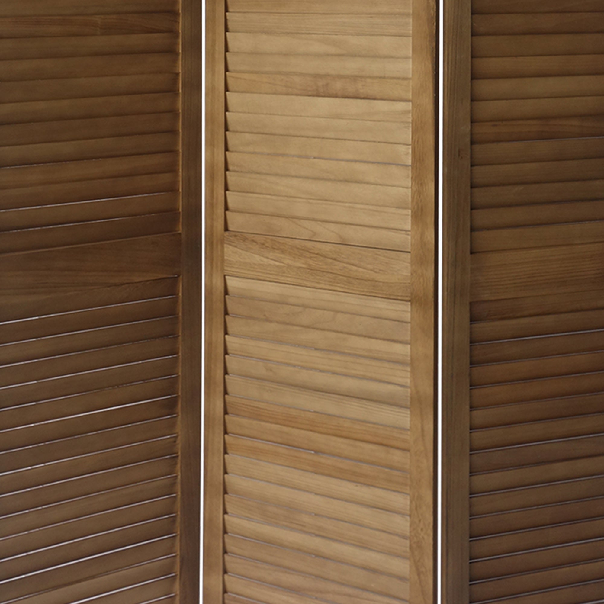 Paulownia Wood Panel Divider Screen, Shutter Design, 3 Panels - Natural Oak Brown