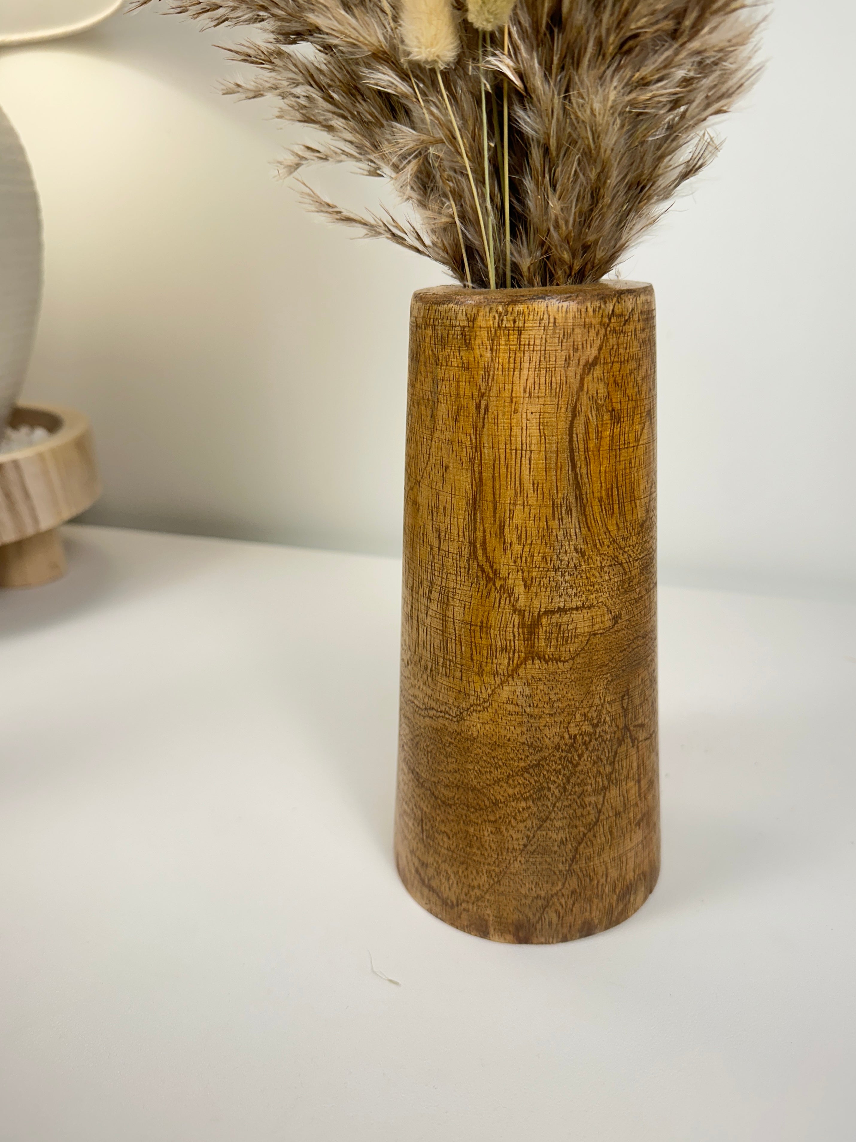 Rustic Decorative Vase Wood 8" tall - Brown