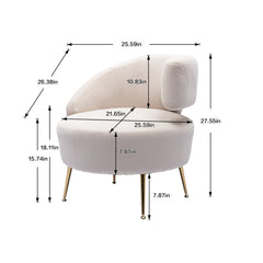 Barell Accent Chair - White with  Golden  feet