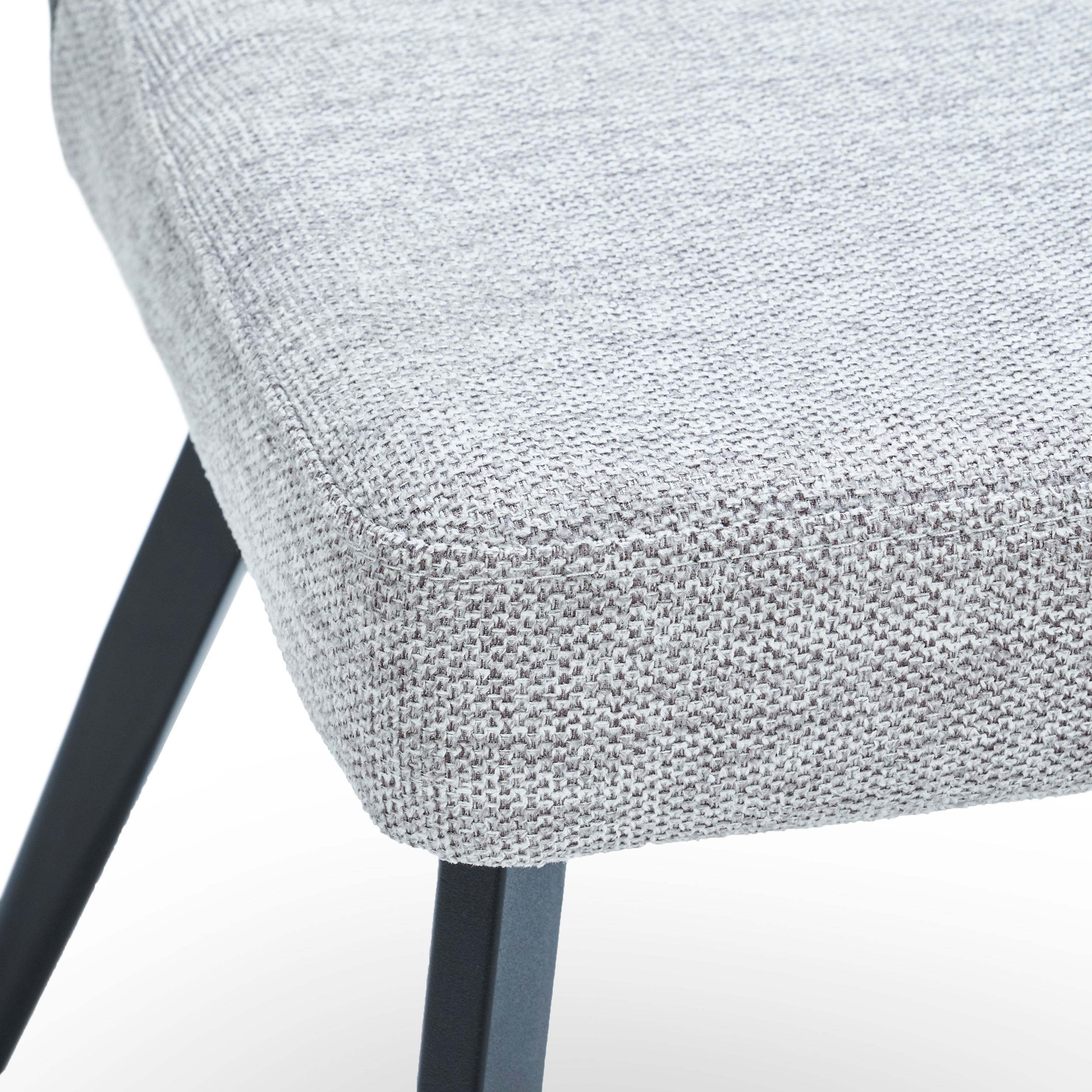 Set of 2 - Modern Minimalist Gray Dining Chairs, Carbon Steel Legs