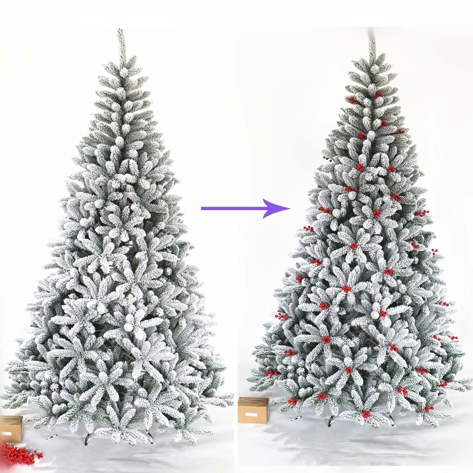 7.5ft 1500t Hinged Flocked Christmas Tree Foldable Metal Stand