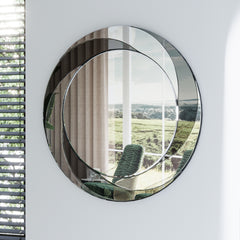 Wall-Mounted Silver Decorative Round Mirror 24 inch
