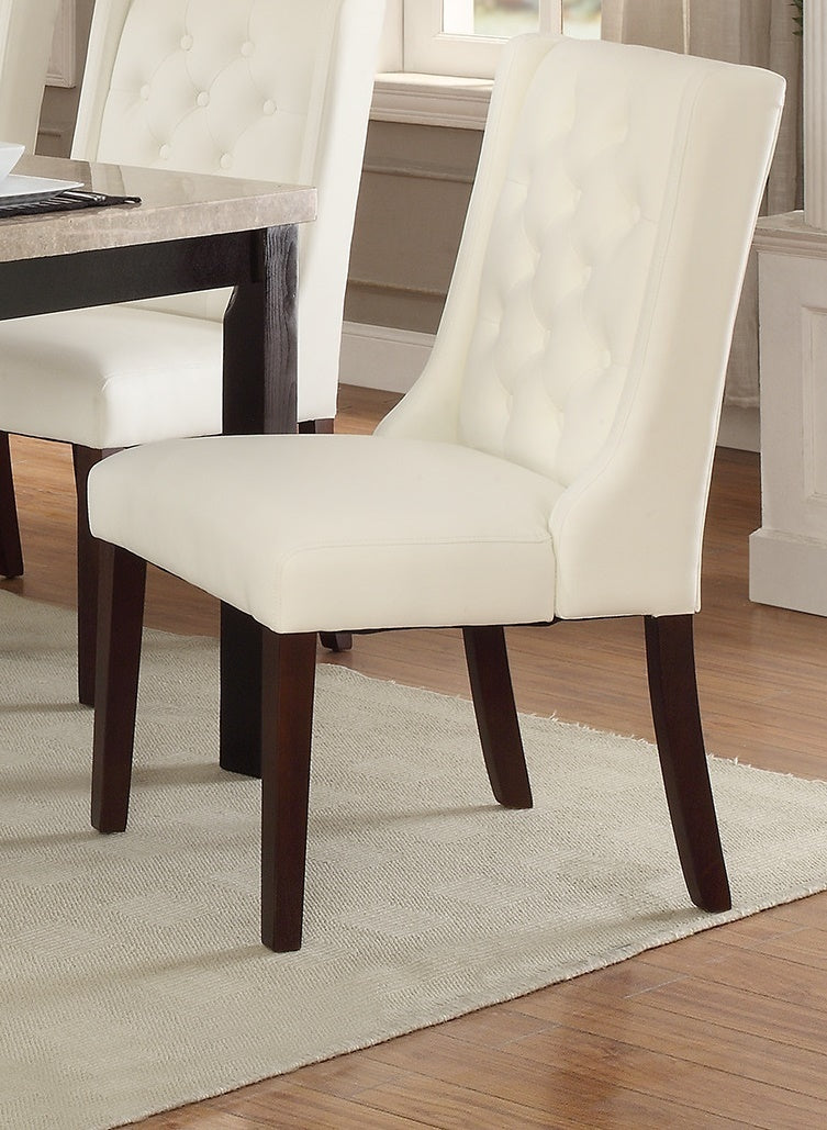 Modern Faux Leather White Tufted Dining Seat Chair (Set of 2) - White