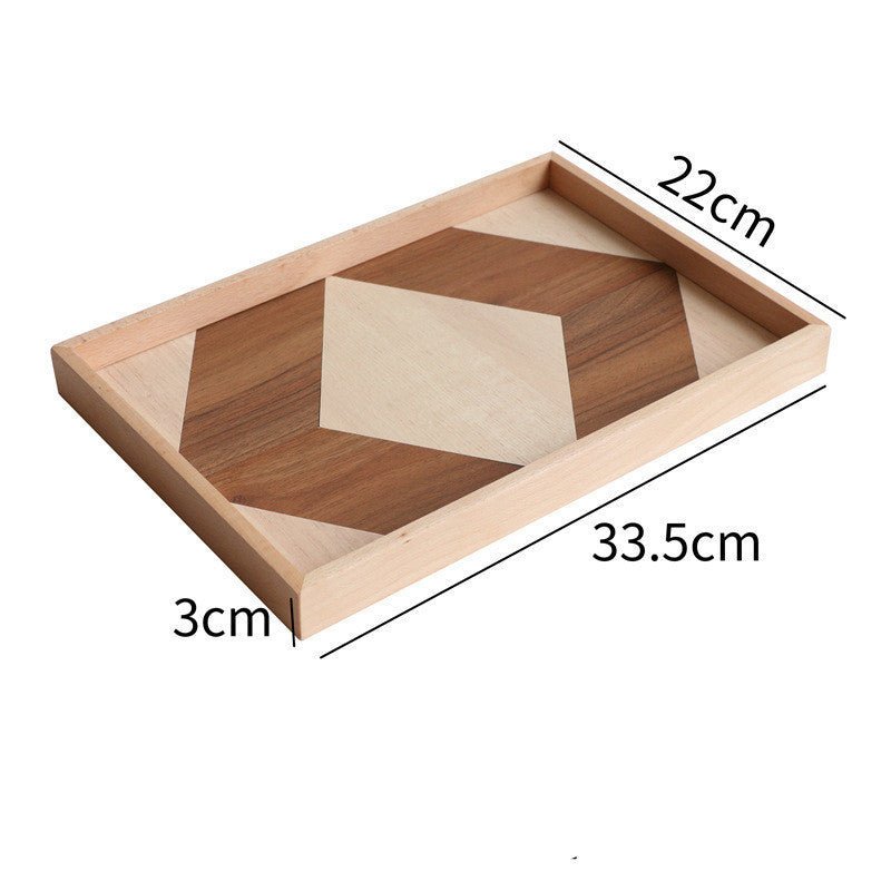 Decorative Tray Patchwork Geometric Wood - Hexagonal or Rectangle