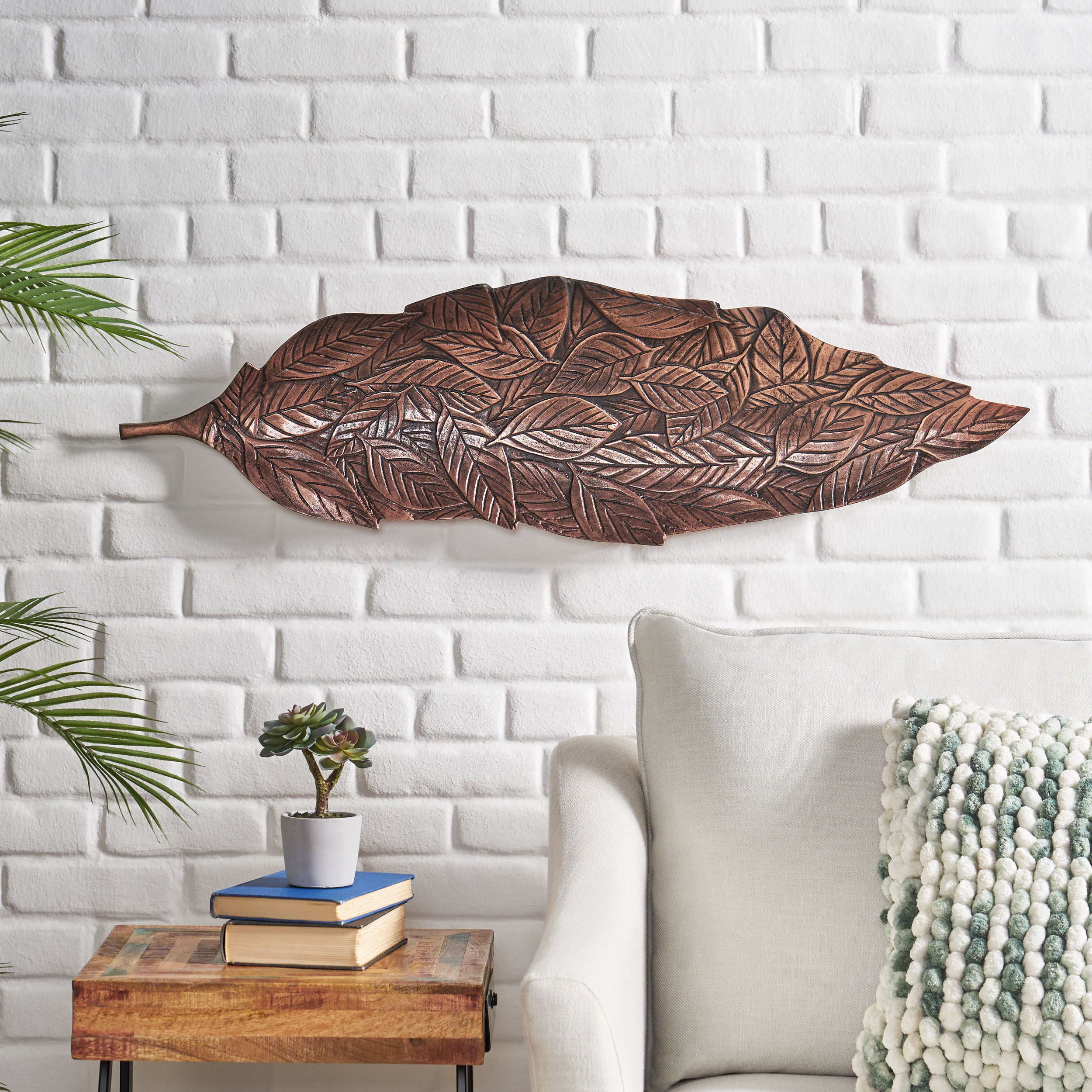 Handcrafted Leaf Wall Decor - Copper