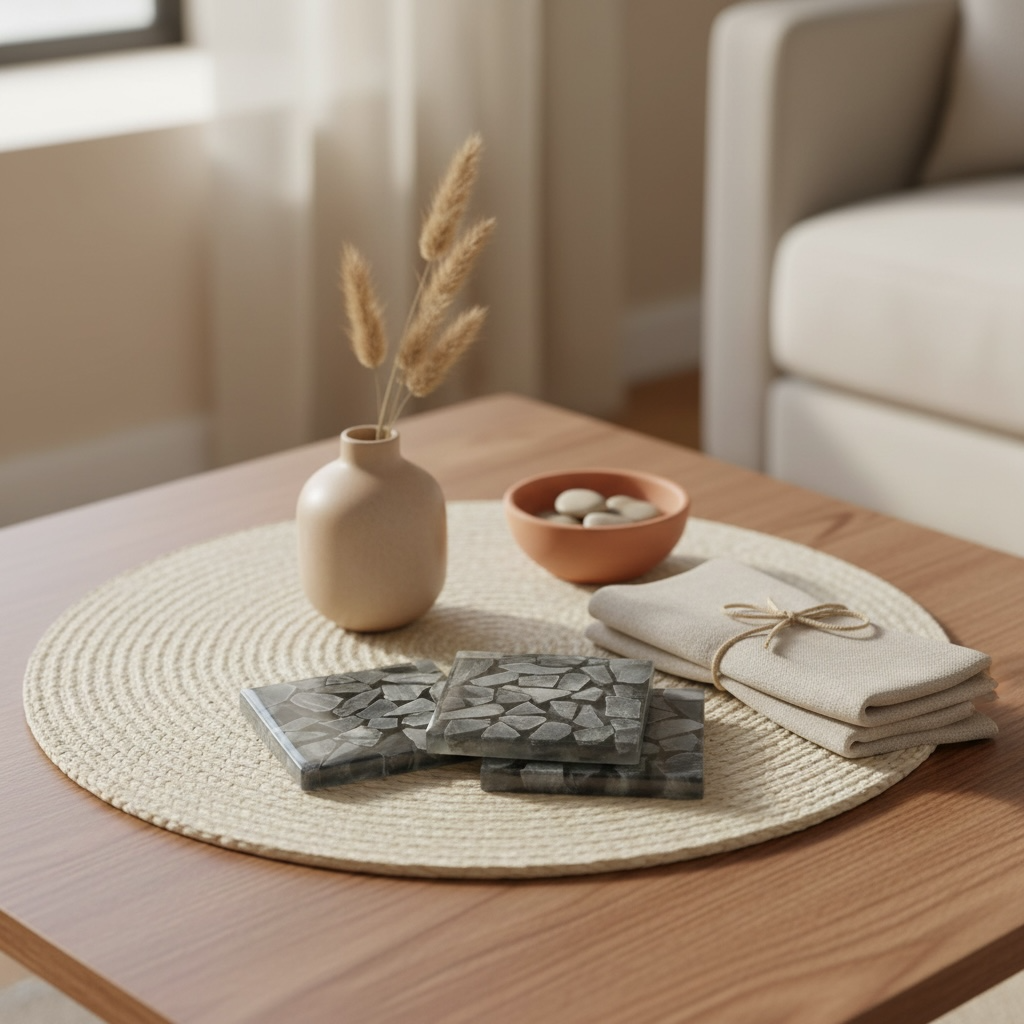 Black Grey Mosaic Marble Coasters Set of 4