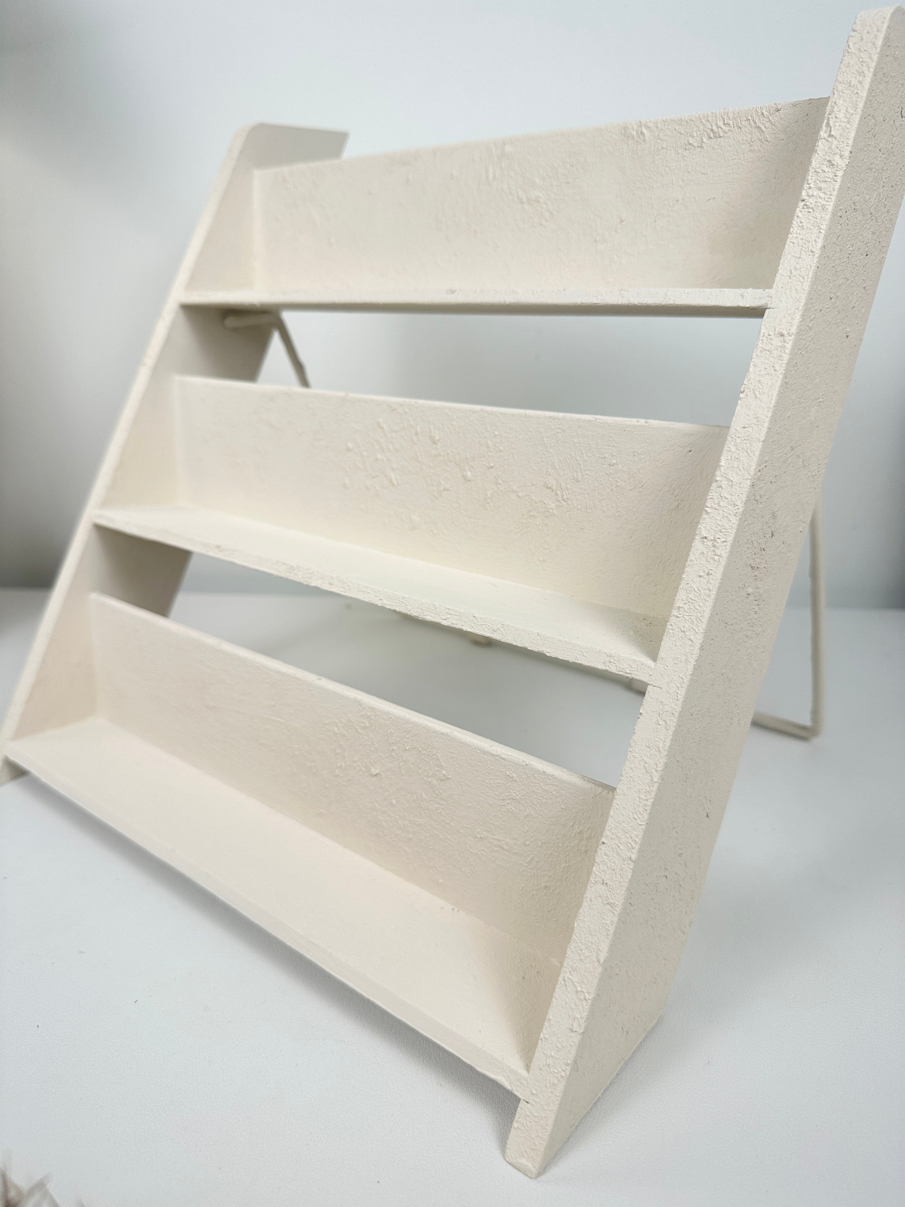 Minimalist Textured Kitchen Spice Wood Stand Rack (can fit 18 spice jars) - Cream
