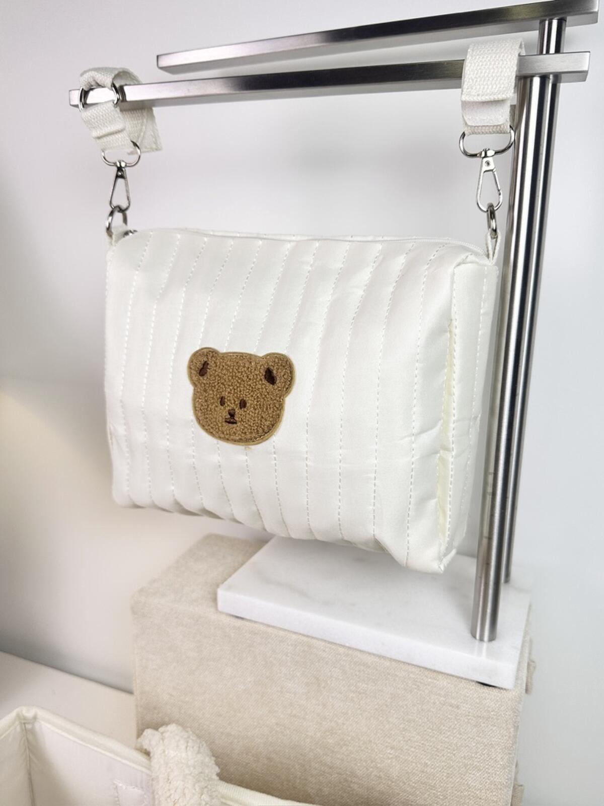 Set of 2 Pouch Bag for Stroller and Caddy Diaper Bag for Baby Essentials - Cream