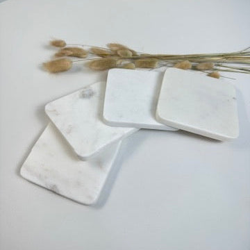 Set of 4 Luxury Marble White Coasters
