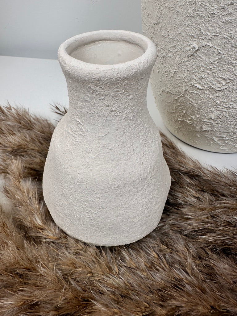 Set of 3 minimalist vases - hand painted and textured - off white