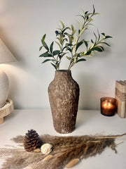 Rustic Tree Style Textured Hand-Painted Ceramic Vase 13" tall - Dark Brown