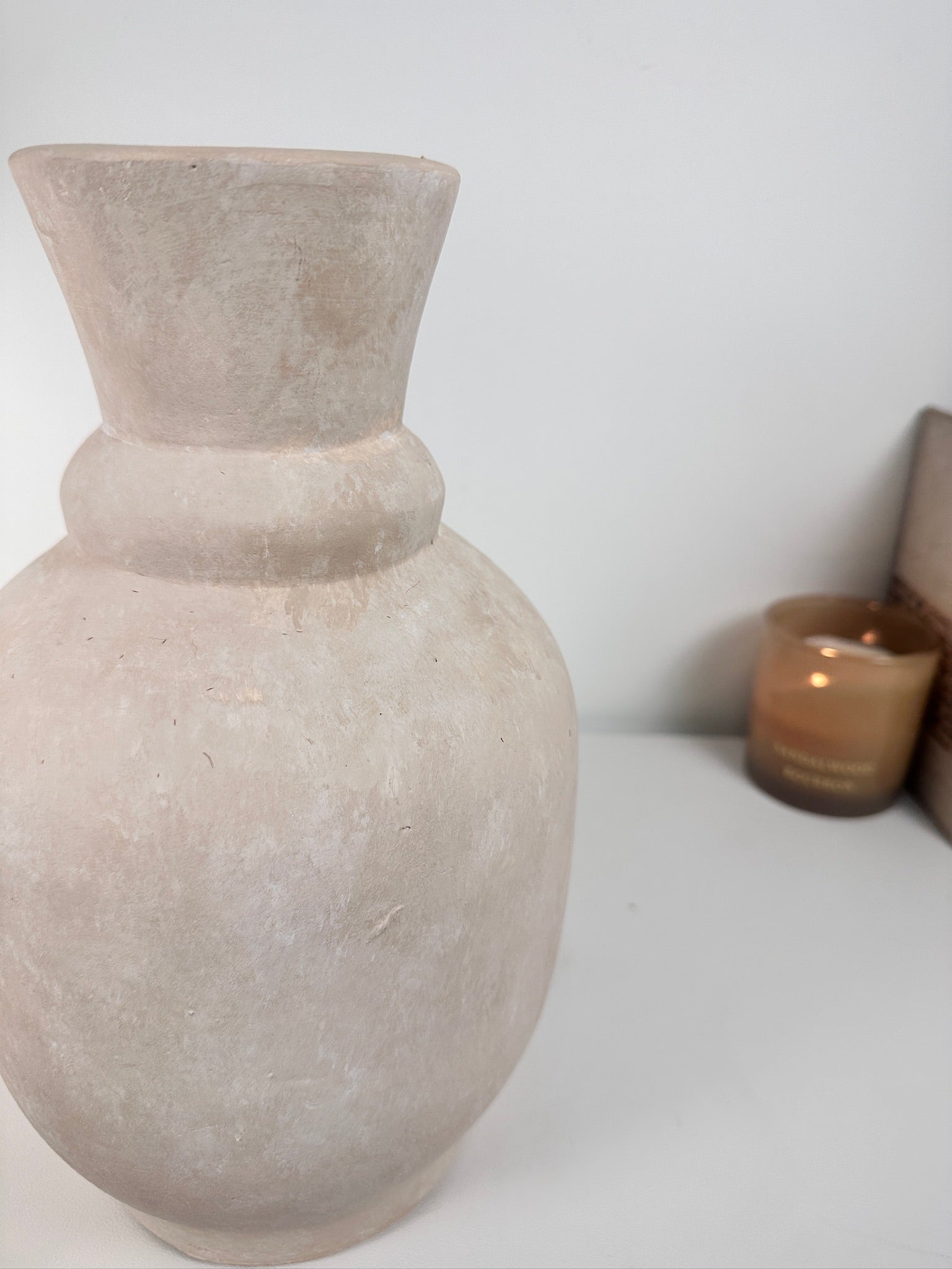 Roman Style Vase Hand-Painted 12" tall - Cream Sand washed