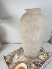Minimalist Vase 18" tall  Hand-painted Ceramic  - Beige Sand Washed
