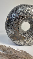 Modern Donut Silver Vase 10 inch tall